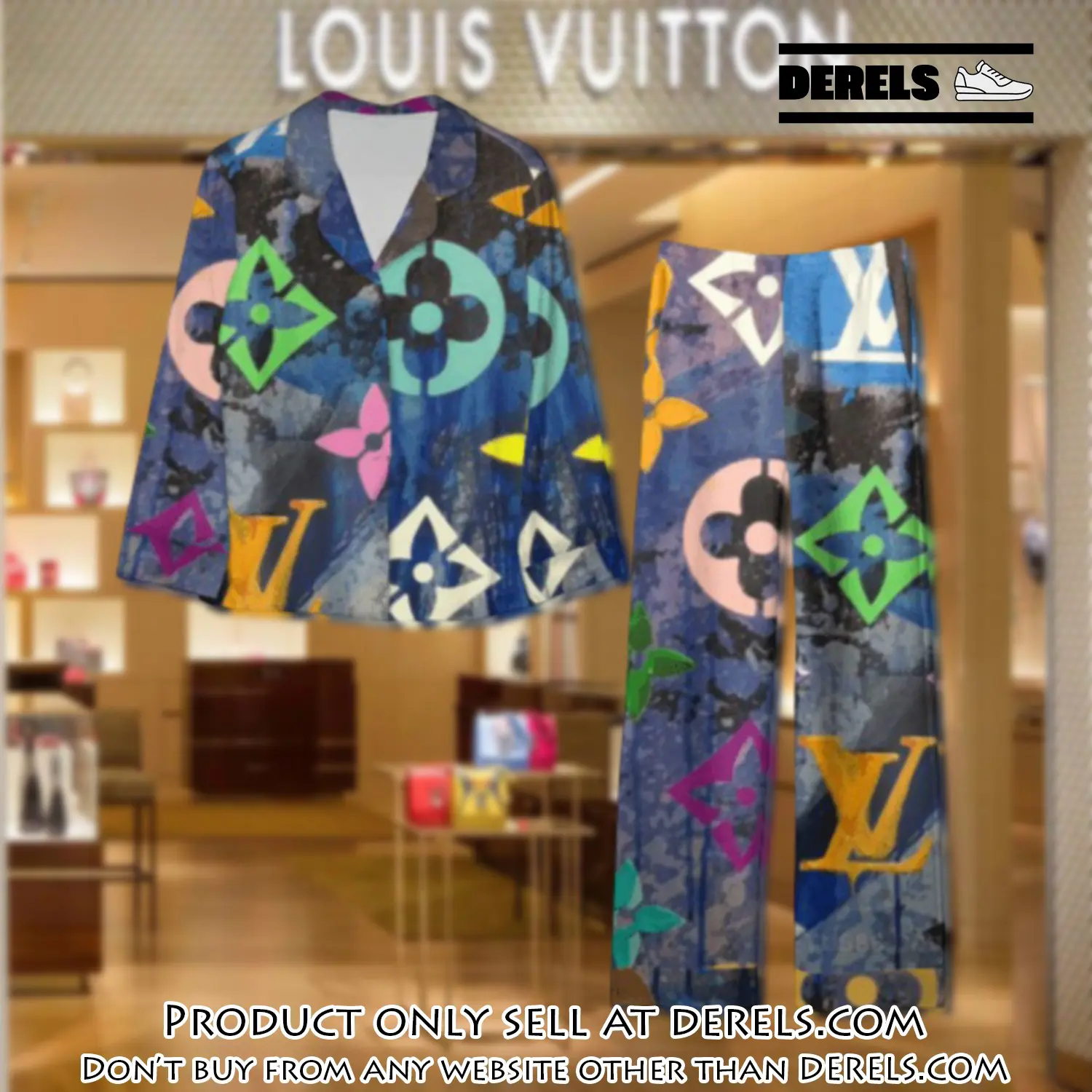 Trending luxury lv satin pajama set pjs1096 dr3426745